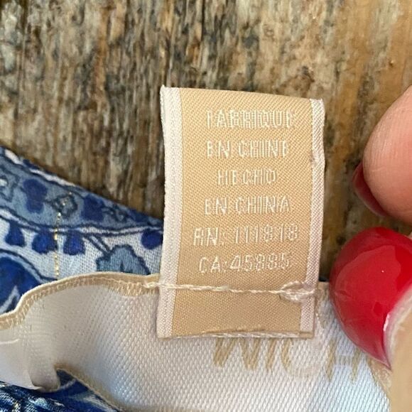 Michael Kors S Blue Gold Threaded Sheer BOHO Smocked Flared Sleeve Relaxed Top - Picture 6 of 8